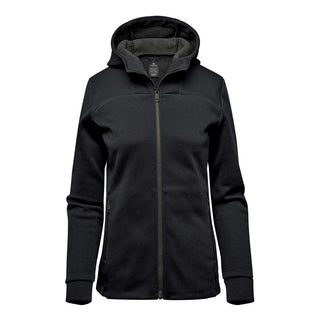 Women's Antares Performance Hoody - A women's black Antares Performance Hoody with a zip front and hood, featuring a soft inner lining.