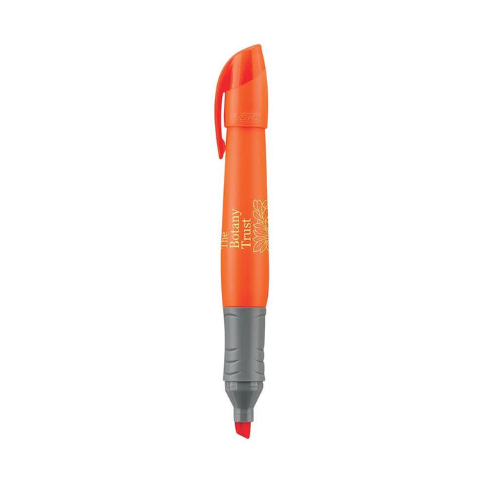 Brite Liner Grip Xl Pen - An orange highlighter pen with a grey grip and a branding logo on the side.