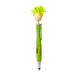 Mop Head Pen with Stylus - A green pen with a stylus features a mop head design and a playful character with bright green hair.