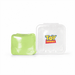 Jelly Cube Sensory Toy - A green jelly cube sensory toy next to a clear container featuring a logo.