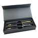 Prime Premium Pen Gift Set - A black and gold metal pen gift set displayed in a grey box, featuring two pens with a logo.