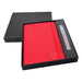 Alison A5 Notebook and Pen Gift Set - A red A5 notebook and a pen, both presented in a black gift box. The notebook features a logo.