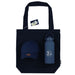 Summer Essentials Pack - A navy tote bag, navy cap with a logo, and a navy drink bottle.