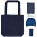Lifestyle Essentials Pack - A navy tote bag, blue cap, notebook, pen, and drink tumbler, all featuring branding.