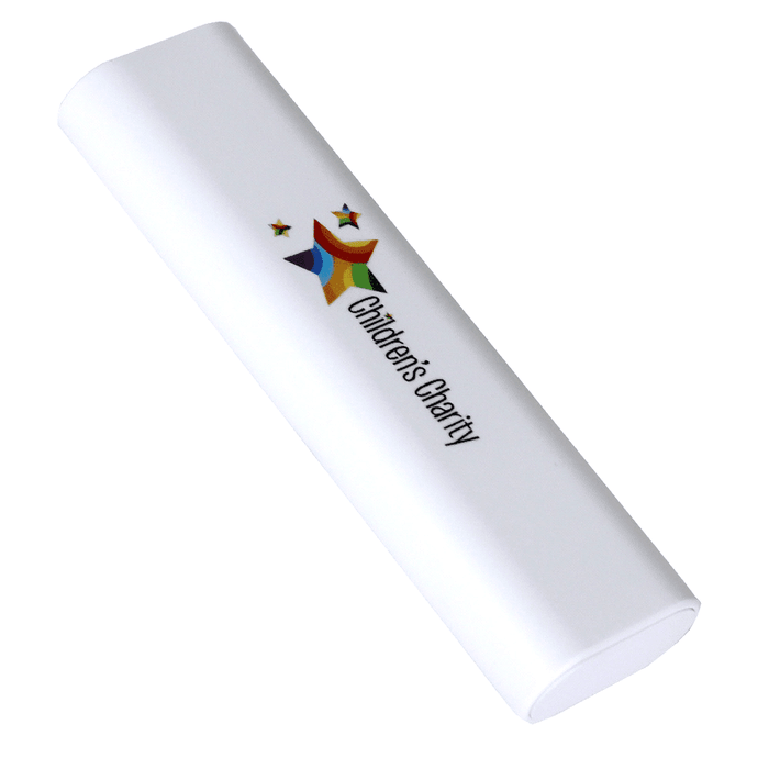 Travel Pack - A white travel pack featuring a logo. The design is sleek and simple, with a smooth surface.