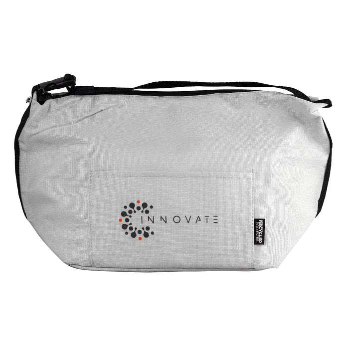 Towel & Cooler Bundle Pack - A grey cooler bag with a shoulder strap and an embroidered logo on the front.