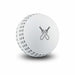 High Bounce Cricket Ball - A white cricket ball featuring a black logo of crossed bats, designed for high bounce.