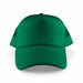 Classic 5 Panel Trucker Mesh Cap - A green 5-panel trucker mesh cap featuring a solid front and mesh side panels. It has a logo on the front.