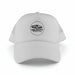 Classic 5 Panel Trucker Mesh Cap - A white classic 5 panel trucker mesh cap featuring a logo on the front. The back is made of mesh fabric.