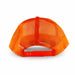 Classic 5 Panel Trucker Mesh Cap - An orange 5-panel trucker cap featuring a mesh back and an adjustable snap closure.