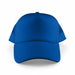 Classic 5 Panel Trucker Mesh Cap - A blue Classic 5 Panel Trucker Mesh Cap featuring a solid front and mesh back, with a logo on the front.