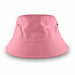 Long Beach Bucket Hat – Large - A large pink bucket hat with eyelets on either side and a wide brim, featuring a logo.