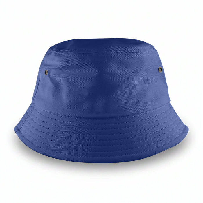 Long Beach Bucket Hat – Medium - A blue bucket hat with a wide brim, featuring two metal eyelets on the sides.