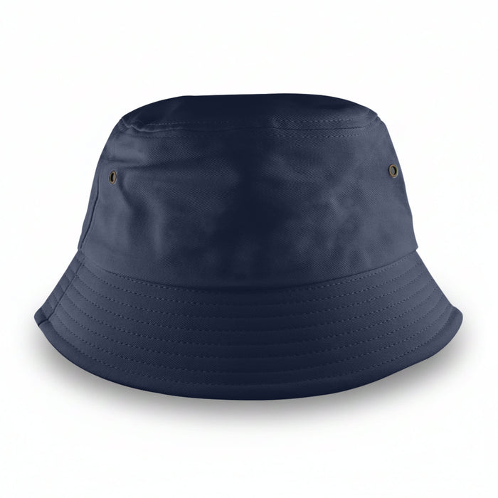 Long Beach Bucket Hat – Medium - A navy blue bucket hat with a rounded crown and wide brim, featuring a logo.