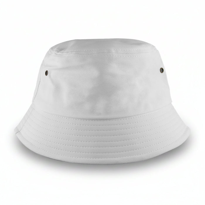 Long Beach Bucket Hat – Medium - A white bucket hat featuring a simple, unembellished design and a small logo on the side.