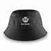 Long Beach Bucket Hat – Medium - A black bucket hat featuring a logo. The hat has a wide brim and a casual design.