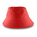 Long Beach Bucket Hat – Small - A red bucket hat with a wide brim and ventilation eyelets. Features a logo on the side.