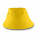 Long Beach Bucket Hat – Small - A yellow bucket hat with a wide brim and ventilation holes. It has a smooth texture and a simple design.