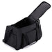 High Sierra Travel Duffel - A black travel duffel bag with a top opening, featuring dual handles and a front zip pocket. It has a logo.