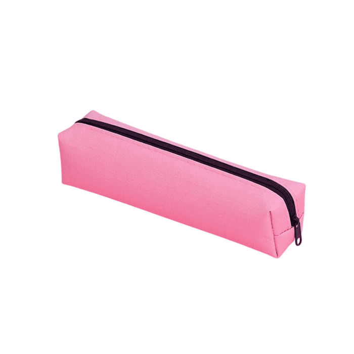 Polyester Pencil Case - A pink polyester pencil case with a dark zip, featuring a rectangular shape. It has a simple design and no visible branding.