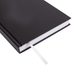 Penguin A5 Day to Day Diary - A black A5 diary features a smooth cover and a white ribbon bookmark. It has a sleek, modern design.