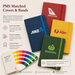 Sandbeach Textured PU Hard Cover Notebook - A collection of five notebooks with textured covers in various colours, each featuring a logo and a matching colour guide.