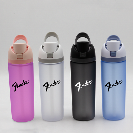 The Bondi 700ml Drinking Bottle - A drink bottle collection featuring four colours: pink, white, black, and blue, each with a logo.