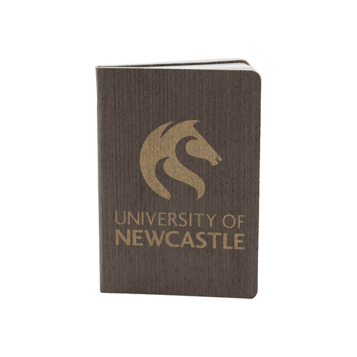 The Barker Eco Notebook - B6 - A dark grey eco notebook with a textured cover and a logo on the front. It features gold lettering and branding.