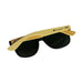 Sunglasses Bamboo (Coated) - Sunglasses with black lenses and bamboo-coated arms, featuring a logo on the side. Suitable for leisure and outdoor activities.