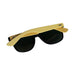 Sunglasses Bamboo (Uncoated) - Sunglasses with black lenses and bamboo arms, featuring a simple design and a logo on the frame.