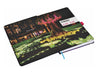 Designa Breeze A5 Notebook - A soft-touch A5 notebook with a vibrant cover design featuring colours of green, pink, and black, plus a bookmark.