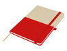 Designa Symphony A5 Notebook - A A5 notebook featuring a red and cream cover, with a ribbon bookmark and an elastic band closure.