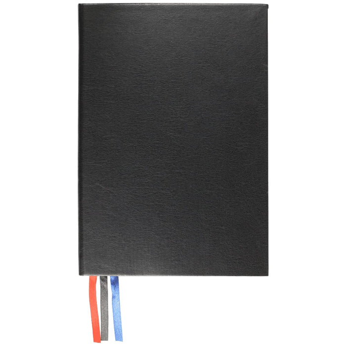 Get Organised Pack - A black diary with three coloured ribbon bookmarks—red, blue, and grey—on the spine. It features a branding logo.