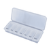 Doctor Pill Box - A clear plastic pill box with compartments for each day of the week, featuring a flip-top lid and a simple design.
