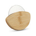 Bamboo Pizza Cutter - A bamboo pizza cutter with a rounded bamboo handle and a stainless steel blade.