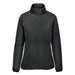 Women's Pacifica Thermal Jacket - A women's thermal jacket in black with a high collar and zip-up front. It features a logo on the upper chest.