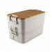 Bamboo Stack & Go Lunch Box - A stackable lunch box in light grey with a bamboo lid and sturdy clips. It features a natural, textured finish.