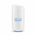 Esplanade Coffee Cup by The Line Edit. - A white reusable coffee cup with a sealed lid and a logo on the front.