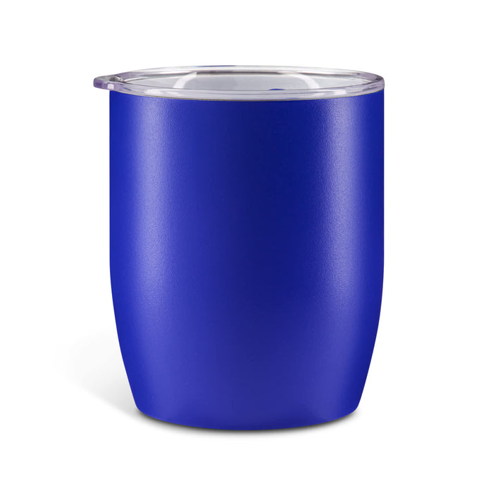 Indiana Coffee Cup - A purple coffee cup with a clear lid and a smooth finish, featuring a branding logo.