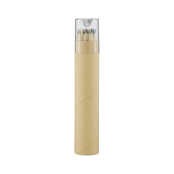 Colouroo Long Pencils in Tube - A tube containing long, coloured pencils with a transparent cap, featuring a swirled paper design.