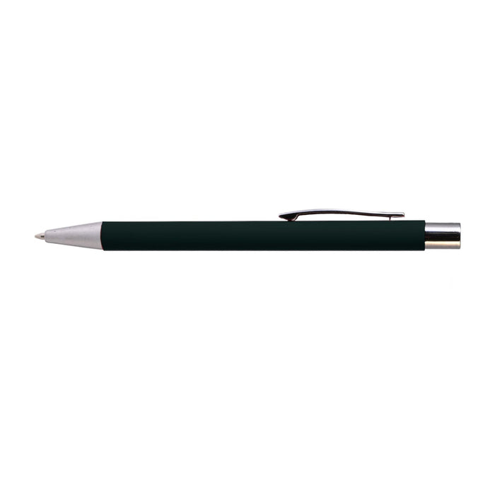 Aspen Aluminium Pen - A metal pen in a dark green finish with a silver tip and clip.