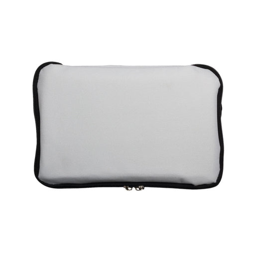 The Knock Off for Christmas Pack - A gray cooler bag with a black zipper and trim, featuring a logo on the front.