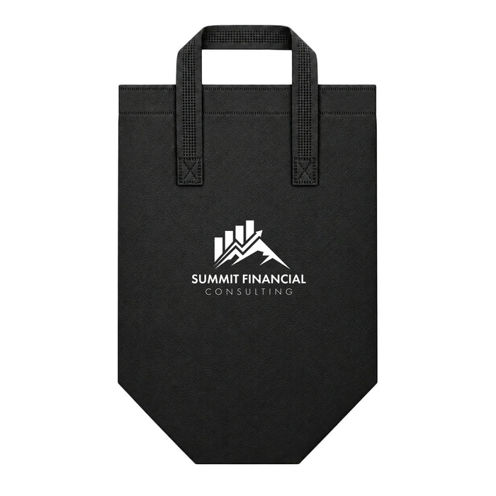Wayfarer Cooler Bag - A black cooler bag with two handles and a logo at the front, featuring a mountain design.