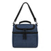 Kanto Cooler Bag - A cooler bag in navy blue with a top handle and adjustable strap, featuring zippered compartments and a front pocket.