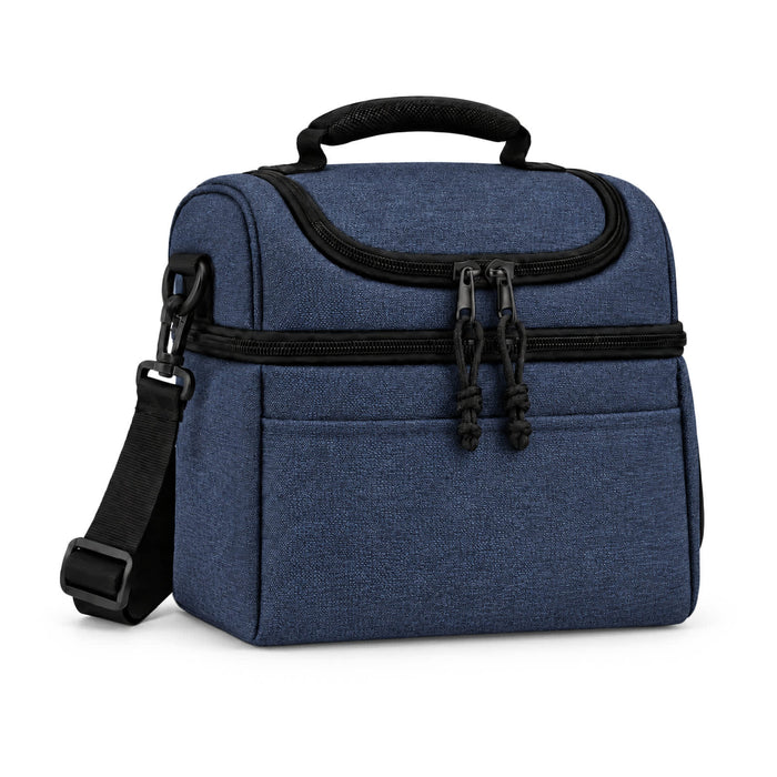 Kanto Cooler Bag - A navy blue cooler bag with a zippered closure, carrying handle, and adjustable shoulder strap.