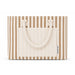 Hampton Tote Bag by The Line Edit. - A striped tote bag with a cream and brown pattern, featuring two handles and a front pocket.