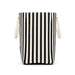 Hampton Tote Bag by The Line Edit. - A striped tote bag in black and cream with two handles and a logo on the side.