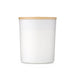 The Warm Welcome - A large white glass candle with a bamboo lid, designed for home and living decor.