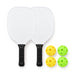 Matchpoint Pickleball Set - A pickleball set featuring two paddles with black grips and four balls in yellow and green.