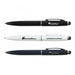 Starion Pen - Three metal pens are displayed: one black, one white, and one navy, each featuring branding.
